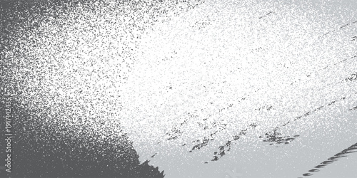 Broad brush strokes in gray with a speckled texture on a plain white background.