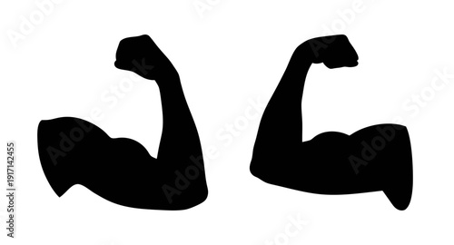 Biceps flexing muscles strong arms silhouette fitness workout bodybuilding power strength training exercise