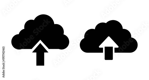 Cloud upload icon vector graphic for data transfer and storage solutions and file sharing services