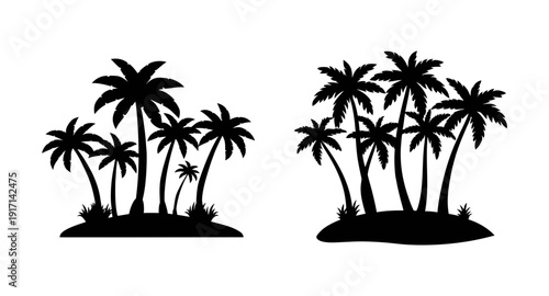 Silhouette palm trees vector illustration for summer vacation tropical beach design and art projects