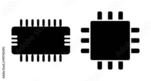Isolated vector graphic of integrated circuit chips electronic components for pcb design and iot tech