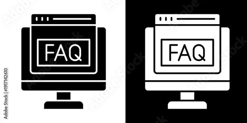 Faq Icon Set White Glyph Style Collection