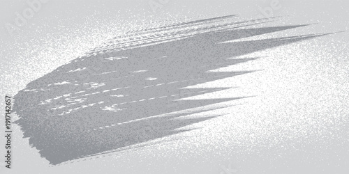 Broad brush strokes in gray with a speckled texture on a plain white background.