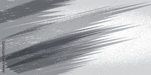 Broad brush strokes in gray with a speckled texture on a plain white background.