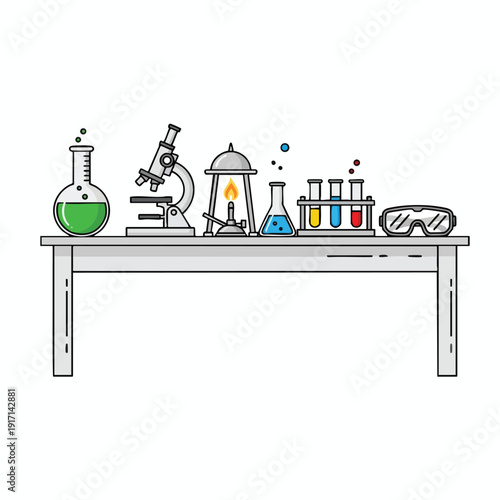 Modern Science Laboratory with Glassware and Equipment for Educational and Research Use