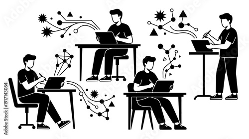 A creative professional working on design on the laptop 