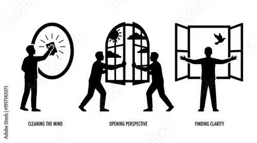 Silhouette graphic of a person's journey toward clarity