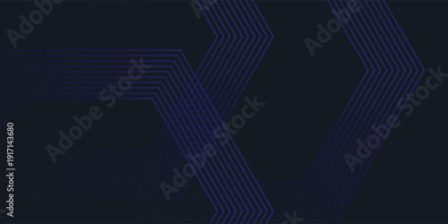 Dark Blue Background with Interlocking Hexagon Line Art. Vector illustration.