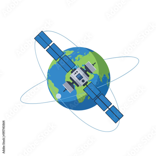 Satellite Orbiting Earth with Space Technology Concept