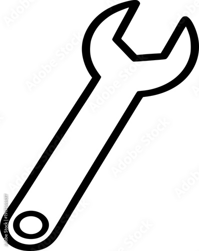 Wrench repair service tool line art vector illustration flat style with editable stroke isolated on transparent background