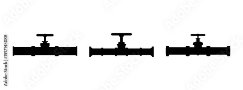 Industrial pipeline valves silhouette vector illustration for plumbing and engineering design needs