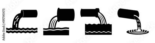 Black and white liquid pouring vector illustration for graphic design and decoration elements