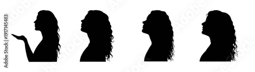 Silhouette of women with long hair vector art design for beauty salon and fashion blog graphics