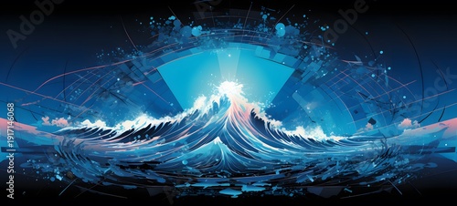 Ocean vector illustration t-shirt design,generative AI