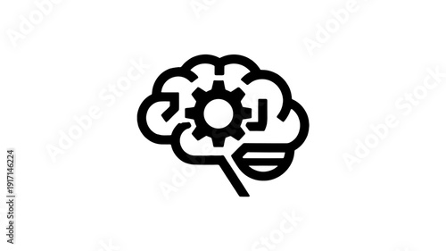 Brain with cogwheel representing knowledge, innovation, and idea.