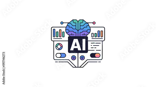 AI brain illustration that represents AI technology.