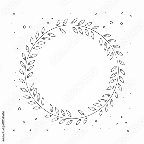 円形 フレーム 葉っぱ シンプル リーフ 単色素材