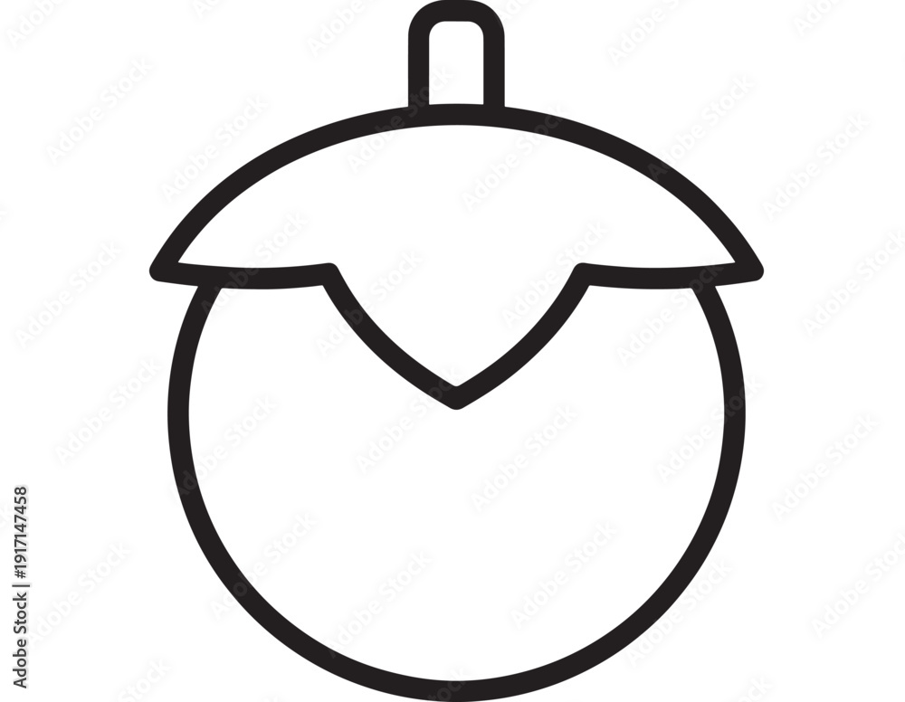 Obraz premium Christmas bauble ornament line icon in black outline, simple minimal vector symbol isolated on white background for holiday decoration, greeting cards and UI