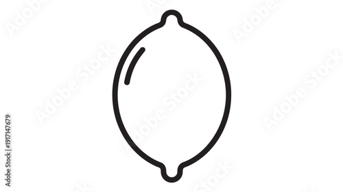 Lemon outline icon in simple black line style, minimal citrus fruit symbol isolated on white background for app UI, food labels, web buttons and vector design