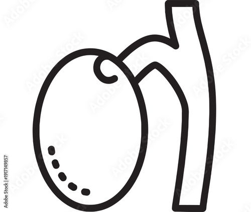 Stomach icon in bold outline style showing human digestive organ anatomy, minimal black line vector illustration isolated on white background for medical UI