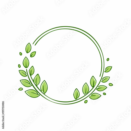 円形 フレーム 植物 葉っぱ シンプル 素材