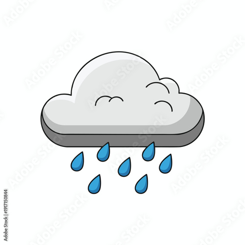 Weather Illustration of Cloud with Falling Raindrops for Nature and Climate Concepts