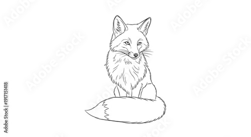 A cute cartoon fox sitting on its tail with a friendly expression