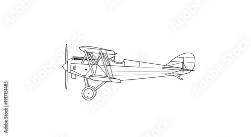 Vintage biplane aircraft in flight