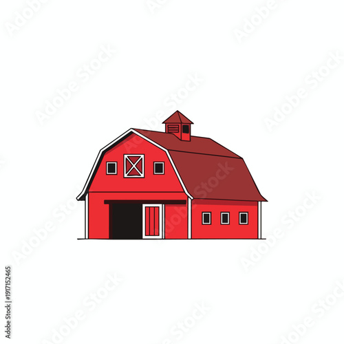 Classic Red Barn Farmhouse for Rural Living and Countryside Agriculture