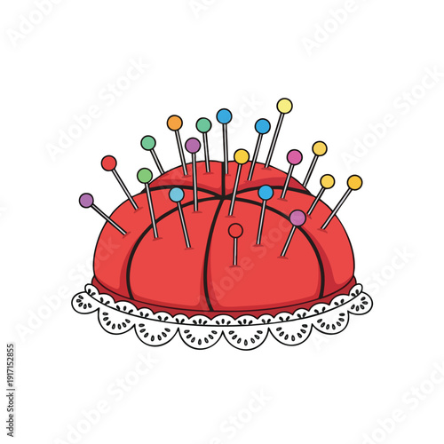 Colorful Pin Cushion with Sewing Pins for Crafting and Needlework