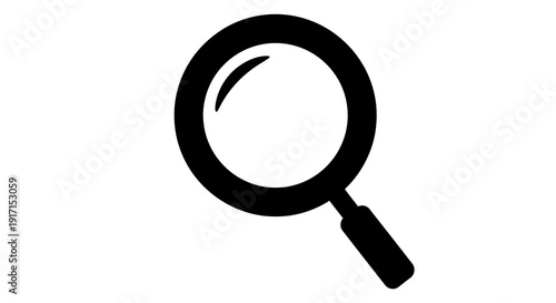 Simple black magnifying glass icon on white background.