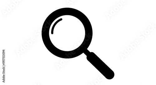 Simple black magnifying glass icon on white background.