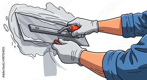 Sought Construction Professions. Skilled Worker Applying Plaster on a Wall With Precision and Care. Transparent Background