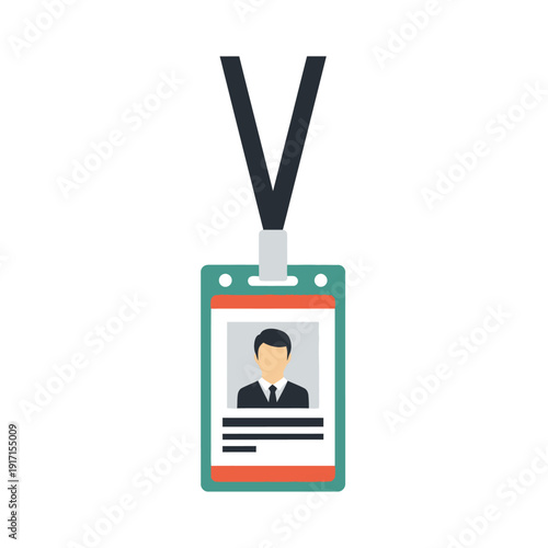 ID card illustration with a man in a suit on a white background
