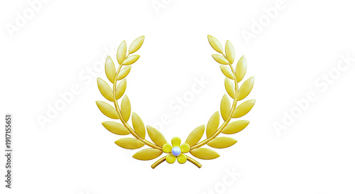 Golden Laurel Wreath with Flower and Pearl