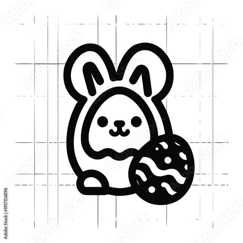 Cute Easter Bunny Outline
