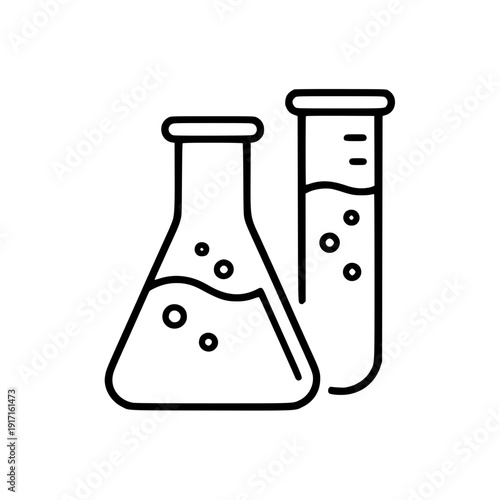 Chemistry Beakers With Erlenmeyer Flask And Test Tube Holding Chemicals Flat Vector Icon For Science Apps And Websites silhouette