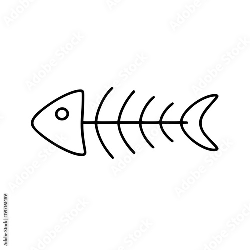 Fish Bone Or Fishbone Skeleton Flat Vector Icon For Wildlife Apps And Websites silhouette