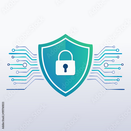 Digital Security Shield Protecting Data and Information.