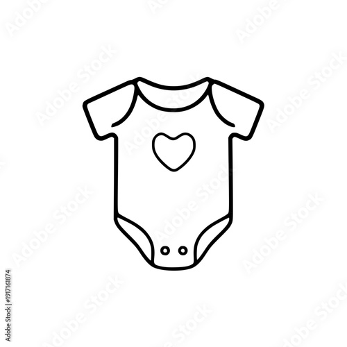 Baby bodysuit icon. Baby body onesie with short sleeves. Vector. Line style.