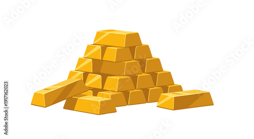 Stacked pile of shining golden bullion bars illustrating wealth accumulation and financial security concepts
