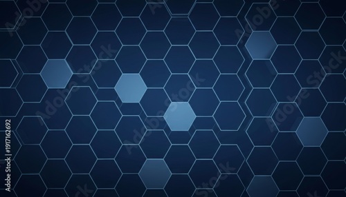 Abstract Blue Hexagon Geometric Pattern Background