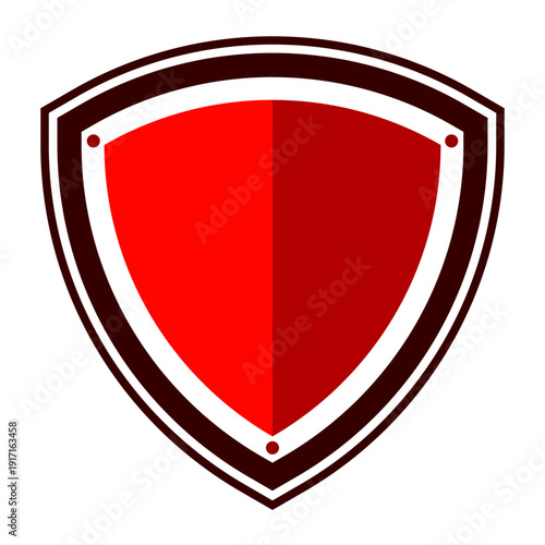 Bold red shield standing strong and heroic presence.