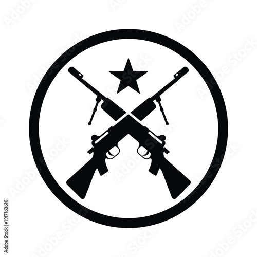 Crossed rifles and star in circle symbol