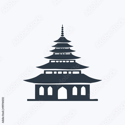 Japanese Pagoda Silhouette - Architectural Structure and Design.