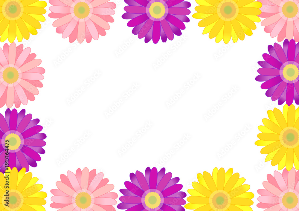 Obraz premium カラフルなガーベラのフレームイラスト