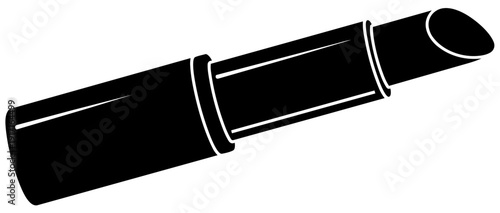 Black and white stylized icon representing an open tube of lipstick with a sharply angled tip symbolizing beauty application or cosmetic product design elements.