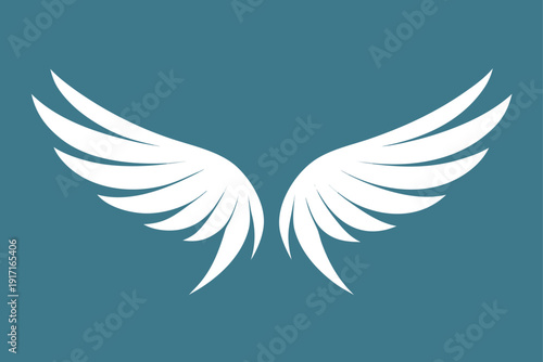 Elegant white angel wing motifs, isolated on white, symbolizing peace and divinity.