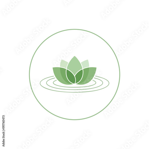Calm Water with Lotus Flower Illustration for Relaxation and Nature Themes
