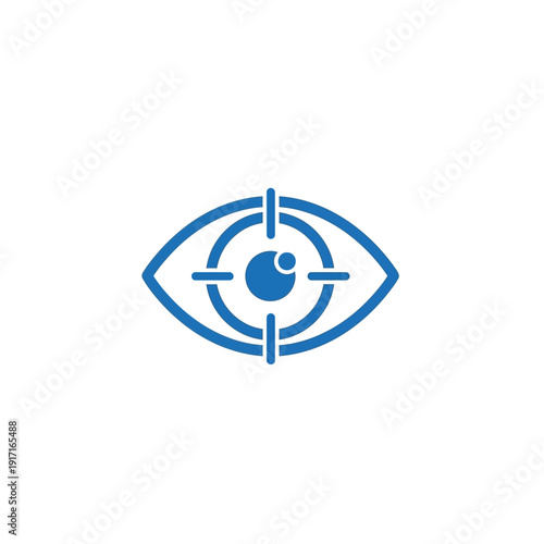 Targeted vision icon symbolizing focus and precision in a blue graphic representation on a white background